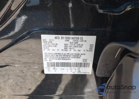 2015 Ford Edge Sel из США, поврежденный, VIN 2FMTK4J85FBB24304